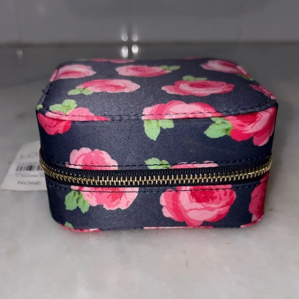 LOFT Floral Travel Jewelry Organizer Case Blue Pink NWT